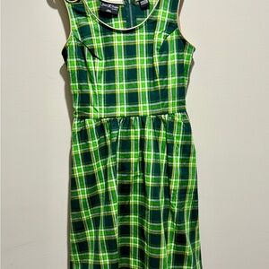 Marvel Vibrant Green Checkered Plaid Midi Dress